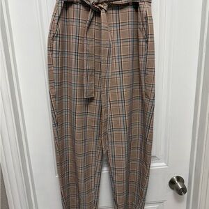 Women's A New Day High-Rise Plaid Tie Waist Straight Pants Size 2 (8-3)